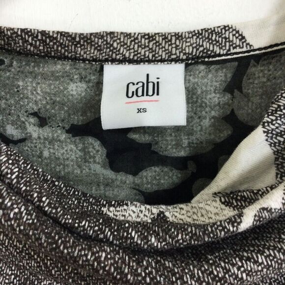 CAbi Tango Floral Drape Neck Mixed Media Tank Top Gray Black White Size XS - Picture 4 of 8